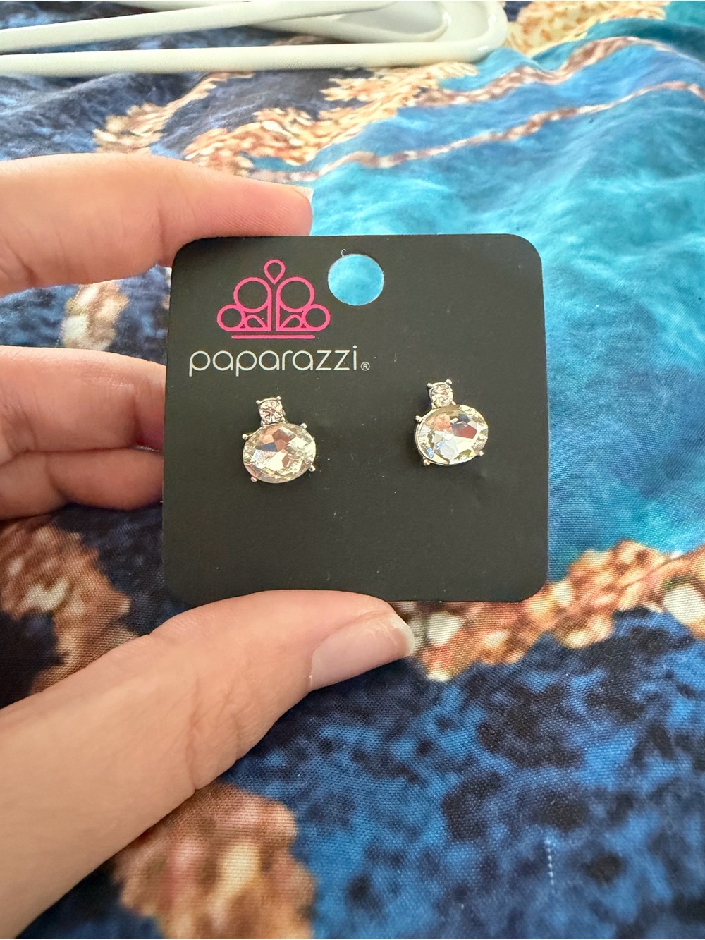 paparazzi Iridescent Crystal Stud Earrings - Clear